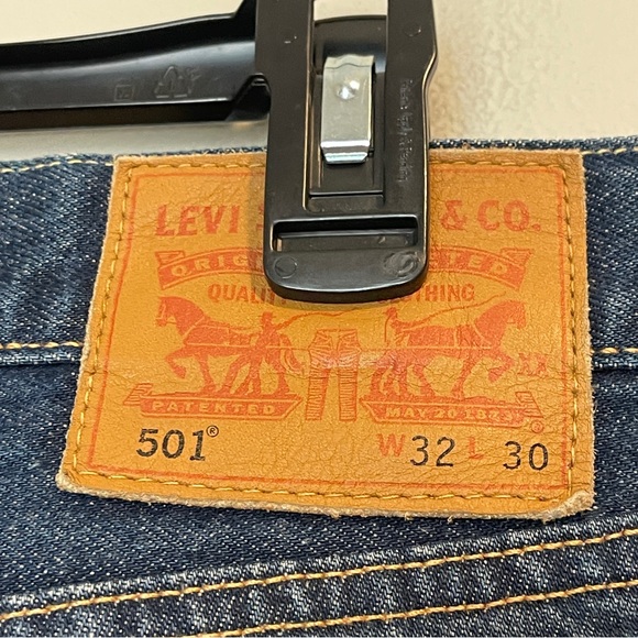 VINTAGE Levis 501 Jeans Mens 32x30 Blue Straight Leg Regular Fit Dark Wash Y2K - Picture 5 of 7